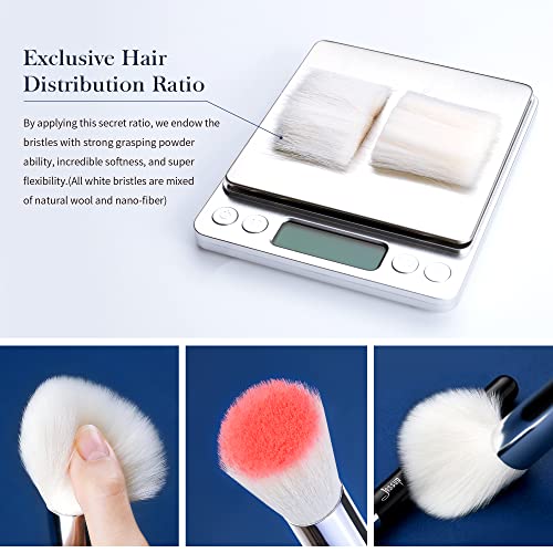 Jessup 25pcs Professional Makeup Brush Set Foundation Powder Concealer Eyeshadow Blending Blush Highlighter Natural-Synthetic Hair Brushes (Black/Silver)