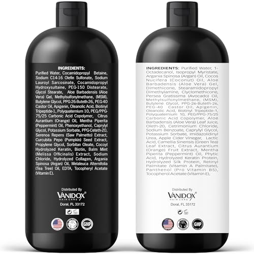 Carbonic Acid Shampoo and Conditioner for Men and Women, Deep Moisturizing Conditioner, Thickens, Softens, & Smooths Set for Hair Growth and Repair, Made in USA - 16 Fl Oz Each