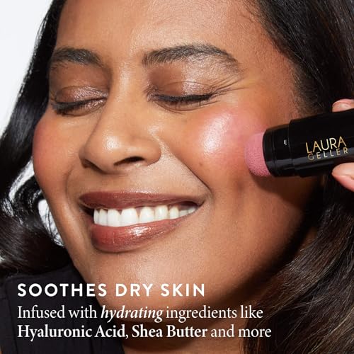 LAURA GELLER NEW YORK Hydration Heroes Kit: Spackle Primer, Hydrate + Jelly Balm Tinted Lip Balm, In the Buff + Serum Blush Cheek Tint (Just Peachy Lip Balm + Poppy Peach Blush)