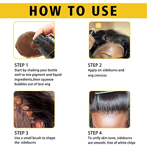 Lace Tint Melting Mousse for Wigs, Toupees, and Hairpieces - Natural Finishing Color and Glue Tool Set (Dark Brown)