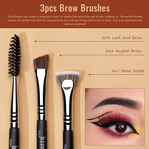Jessup Eye Makeup Brushes Set Professonal 28pcs Premium Synthetic Eyeshadow Brush Eyeliner Brush Eyebrow Brush Blending Brush for Makeup Black T341