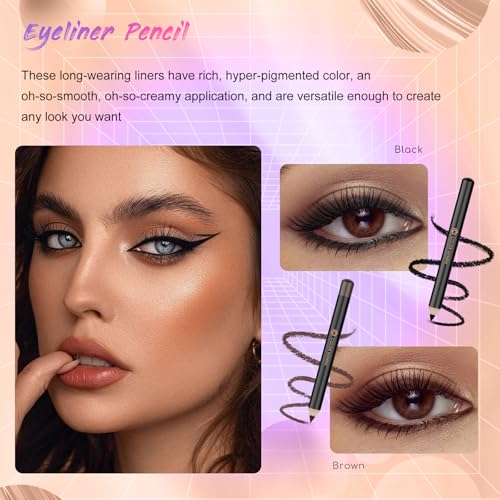 Color Nymph Girls Makeup Kit for Teen | Full Starter Cosmetics Makeup Set With Train Case | Included 32 Colors Eyeshadow, Bronzer, Contour Powder, Blush, Highlighter, Lip Gloss (Pink)