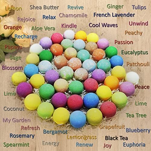 Bulk Bath Bombs 30 Pc Gift Set by Purelis. Ultra Luxury Bath Balls Individually Wrapped for Men & Women! Paraben & Sulfate Free Organic Spa Fizzies Infused with Essential Oils.