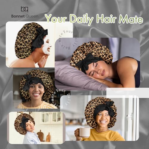 BONNET QUEEN Silk Bonnet for Sleeping Women Reversible Double Layer Satin Bonnet Hair Bonnet Night Sleep Cap for Curly Hair
