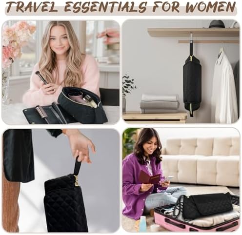 Hair Tools Travel Bag with Heat Resistant Mat, Hair Tool Organizer Bag, Hot Tools Organizer Bag for Curling Iron, Flat Iron, Straighteners, Hair Accessories Organizer Bag, Travel Essentials for Women