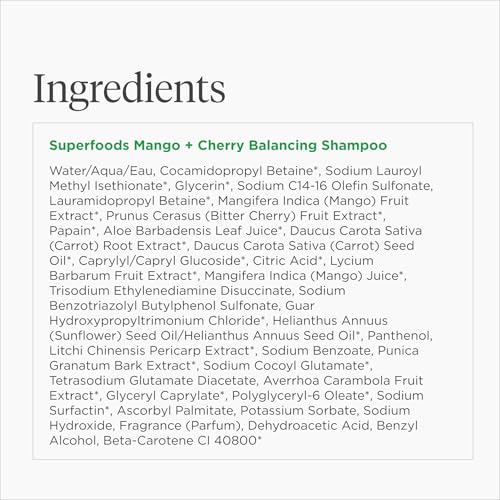 Briogeo Superfoods Mango + Cherry Balancing Shampoo, Replenish Dull, Dry Hair and Balance Oil for Oily Hair, Controls Oil and Nourished All Hair Types and Textures, Vegan, Cruelty-Free