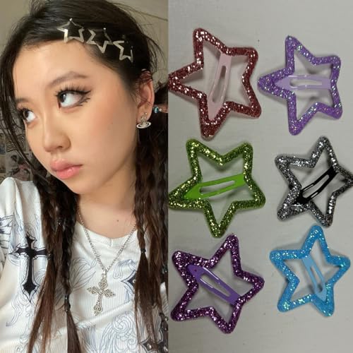 20 PCS Sparkling Star Hair Clips - Non Slip Metal Star Hair Accessories for Girls & Women