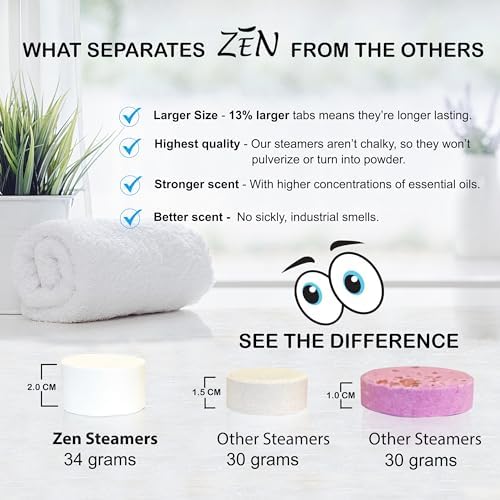 Lavender Shower Steamers by Zen - Aromatherapy (Pack of 15) Extra Large Shower Bombs with Essential Oils Self Care Relaxation Stress Relief