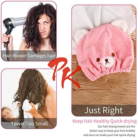 Lamoutor 3Pcs Hair Drying Towel for Kids Girls Soft Absorbent Kids Dry Hair Cap Kids Hair Towel Wrap Head Towel Wraps for Kids