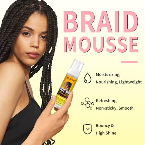 Braid Foam Control Mousse Hair Braiding Mousse for Twist, Locs, Braids Lightweight - Braid Spray Rose Mint for Dreads, Dreadlocks, Locks Spray Rose Water for Itchy Scalp (2PCS)