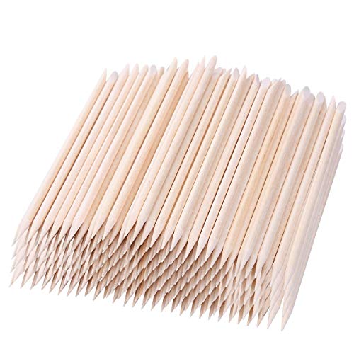 BTYMS 600 Pcs Orange Wood Stick Cuticle Pusher 4.5 Inch Double Sided Wooden Cuticle Remover Orange Sticks for Nails