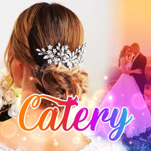 Catery Crystal Bridal Hair Combs Rhinestones Hairpieces Flower Wedding Clips Accessories for Brides and Women Pack of 1(Silver)