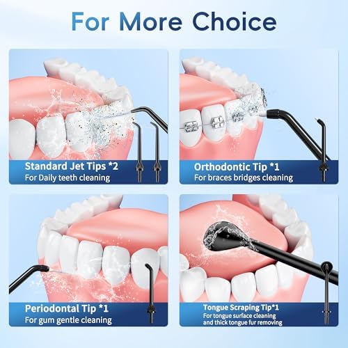 Cordless Water Flosser for Teeth Cleaning Pick, U-Shaped Flossing Head for 360° Deep Clean, 5 Modes & 9 Jet Tips, IPX7 Waterproof, Rechargeable & Portable Oral Irrigator for Travel, 350ML Large Tank