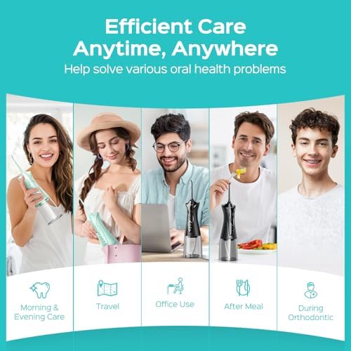 COSLUS 2-Pack Water Flosser for Teeth: Water Dental Pick Set with Refined Packaging for Couples Friends, 3 Modes & 8 DIY Levels for Sensitive Gums & Braces, Ideal for Family Sharing, Black & Green