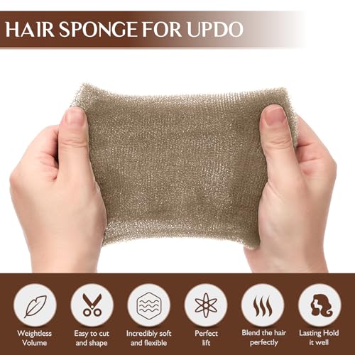 Hair Sponge for Updos,Volume Bumps Insert,Tan Brown Hair Filler&Padding for Updo