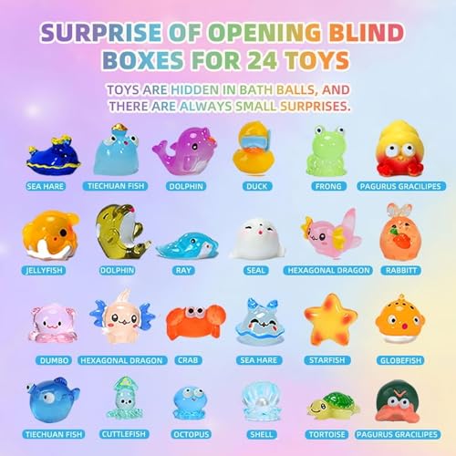 Kids Bath Bombs with Surprise Toys Inside - 24pcs Kid Bath Bomb Gift Set, Kids Friendly & Non-Toxic Fizzy Shower Bombs for Girls Boys, Handmade Bubble Bombs Bath Gift for Birthday, Christmas