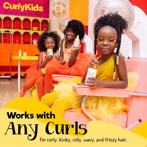 CurlyKids Super Detangling Spray | Frizz Control Hair Detangler Spray for Kids, Hair Care for Kinky, Wavy & Curly Hair, Sulfate & Paraben Free, 3 Pack