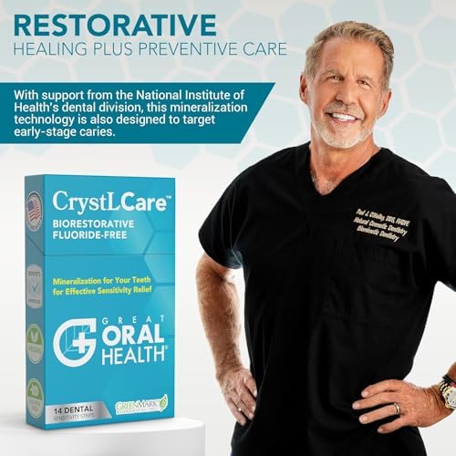 CrystLCare Tooth Sensitivity Treatment for Rapid and Long Lasting Relief for Adults & Kids – Sensitive Teeth Dental Strips for Hydroxyapatite Enamel Remineralization & Tooth Enamel Repair (14 Count)