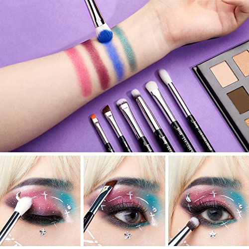 Jessup Eye Makeup Brushes Set Professional 15pcs with Eyeshadow Blending Concealer Eyebrow Eyliner Brush (Pearl Black/Silver)