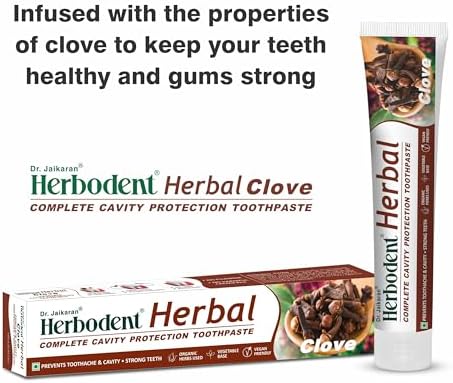 Herbodent® Herbal Clove Toothpaste - 6.53 oz Pack of 6 | Natural Herbs - Clove, Babool, Bakul and More | Daily use Toothpaste