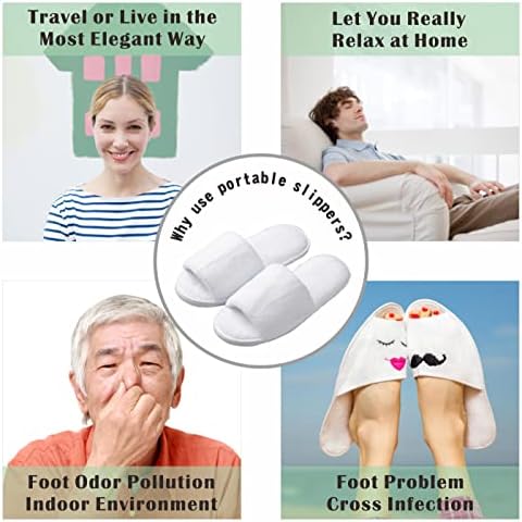 KHC-KHF Spa Slipper- 5 Pairs of Velvet Open Toe Slippers with Travel Bags- One Size Fit Most Men and Women for Spa