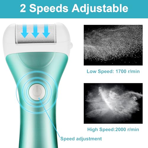 Callus Remover for Feet, Nicebirdie Electric Foot File Callus Removers Rechargeable Waterproof Pedicure Tools Foot Scrubber Shaver Feet Care Tool for Cracked Heels Dead Skin （Green）