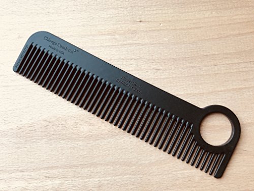 Chicago Comb Model 1 Carbon Fiber, Made in USA, smooth, strong, and light, anti-static, heat-resistant, 5.5 inches (14 cm) long, ultimate daily use, pocket, and travel comb