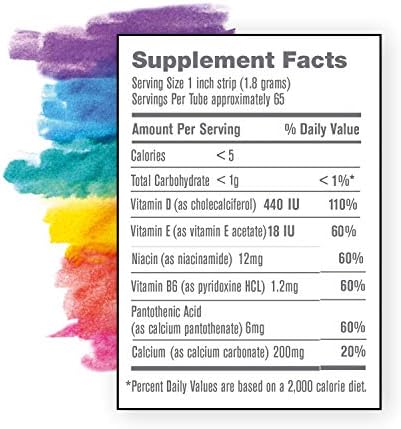 Kids Toothpaste with Daily Multivitamins B3, B5, B6, D, E, Xylitol, Calcium, Fluoride Free, Fresh Breath, Fights Tarter, Anti-Cavity, Safe to Swallow, 4.1oz, Bubble Gum Flavor