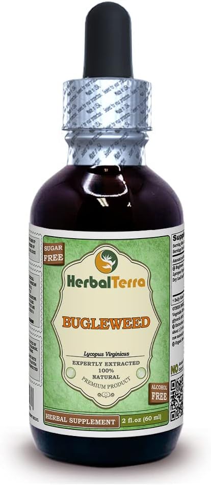 Bugleweed (Lycopus Virginicus) Glycerite, Organic Dried Leaves and Flowers Alcohol-Free Liquid Extract 2 oz