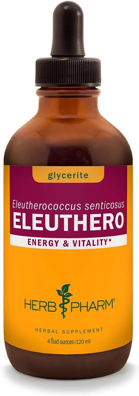 Herb Pharm Eleuthero Root Liquid Glycerite for Energy and Stamina, Alcohol-Free Glycerite, 4 Ounce