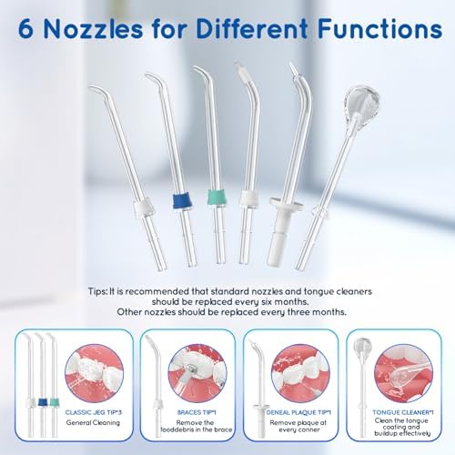 Home Water Flosser, Water Flosser for Teeth 600 ml Large Capacity,10 Adjustable Pressures,6 Home Nozzles Professional Oral Irrigator for Teeth Clean