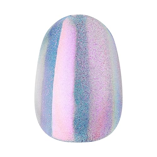 KISS Gel Fantasy, Press-On Nails, Nail glue included, 'Change Chance', Silver, Short Size, Oval Shape, Includes 28 Nails, 2g glue, 1 Manicure Stick, 1 Mini File