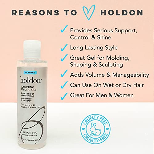 Holdon Control Sculpting Styling Gel, 8.5 Fl Oz | Extra Strong Hold Scalping, Shaping, & Molding Gel | For All Hair Types Men & Women