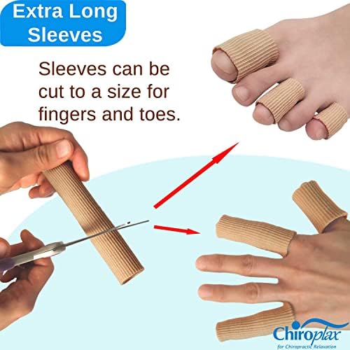 Chiroplax Toe Tubes Sleeves Protectors Cushions Fabric & Gel Lining Separator Tubing Finger, Bunion, Hammer Toe, Callus, Corn, Blister (5 Pack, Size Small)