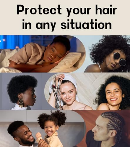 100% Mulberry Silk Bonnet for Sleeping for Curly Hair and Braids, Wrap with Adjustable Strap for Women and Men,Real Silk, Not Satin（1Pc,Black）