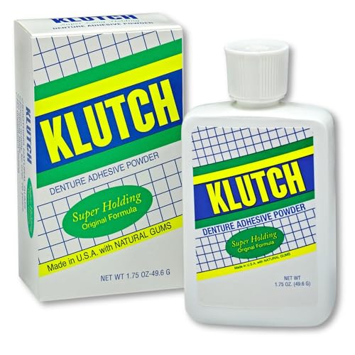 Klutch Denture Adhesive Powder – Zinc-Free Hold for Dentures – 1.75 oz