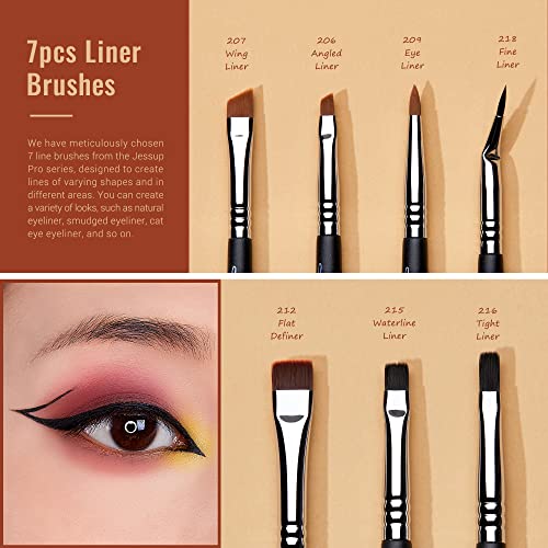 Jessup Eye Makeup Brushes Set Professonal 28pcs Premium Synthetic Eyeshadow Brush Eyeliner Brush Eyebrow Brush Blending Brush for Makeup Black T341