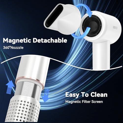 High Speed Hair Blow Dryer｜Professional Salon Grade Air Speed, Negative Ion Hair Care｜Quiet Design｜Suitable for Thick Hair/Styling with Nozzle & Diffuser, Long Motor Lifespan