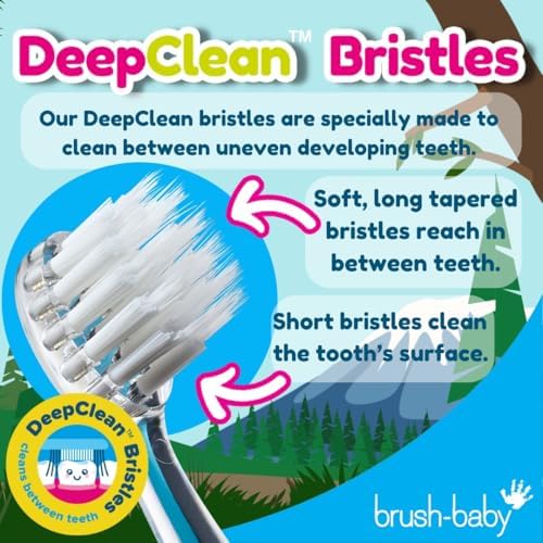 brush-baby - Kids Rechargeable Electric Toothbrush, 0-10 Years - WildOnes, Bear Design with Flashing Lights - DeepClean Bristles for Superior Clean - 2X Replacement Heads, 1x USB Cable