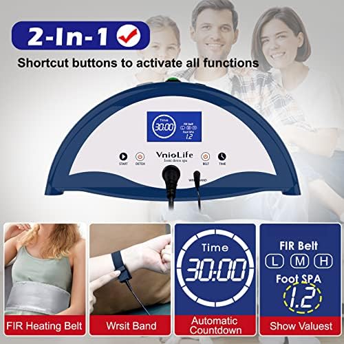 Ionic Foot Bath Detox Machine, Ion Detox Foot Bath Cleanse, LED Display Spa with Heated Belt, Wrist Strap, Arrays, Liners (Portable Handbag)