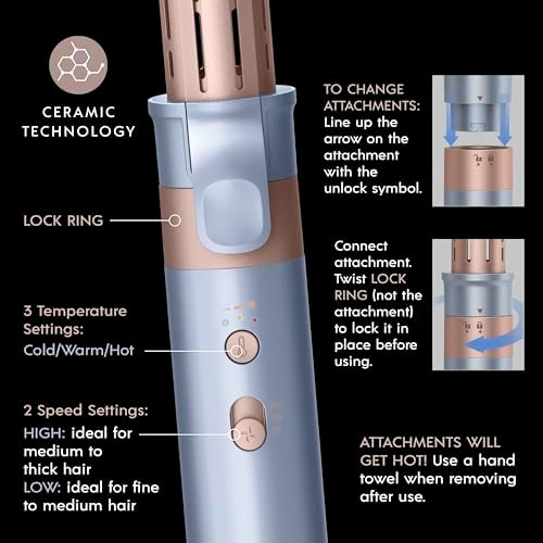 INFINITIPRO by CONAIR DigitalAIRE Multi Hair Styler, Air Styling System for Curls, Waves, Blowouts & Volume, 4 Attachments to Personalize Your Look Plus Storage Bag, Light Blue