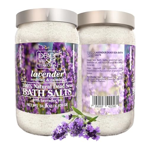 Dead Sea Collection Bath Salts with Lavender – Pure Dead Sea Salt and Lavender Oil - Nourishing Soothing and Relaxing Skin and Muscle – 34.2 Oz