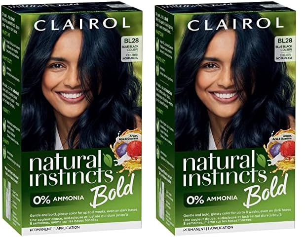 Clairol Natural Instincts Bold Permanent Hair Dye, BL28 Blue Black Colibri Hair Color, Pack of 2