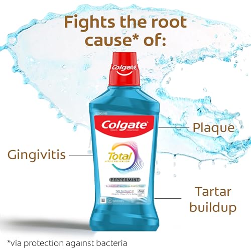Colgate Total Mouthwash, Alcohol Free Mouthwash, Peppermint, 16.9 Ounce, 3 Pack