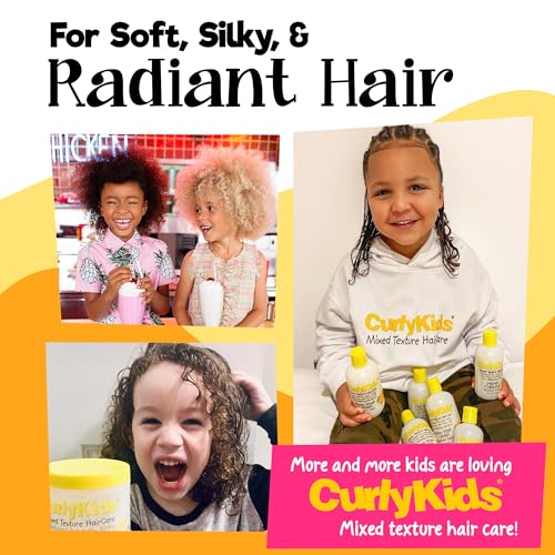 CurlyKids Super Detangling Spray | Frizz Control Hair Detangler Spray for Kids, Hair Care for Kinky, Wavy & Curly Hair, Sulfate & Paraben Free, 3 Pack