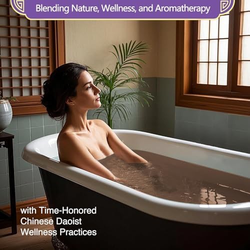 Chinese Herbal Bath Soak with Epsom Salt & Lavender, for Soothing Relief, Energy Rebalance & Stress Detox, Better Sleep– 5 Sachets (3.5 oz Each)