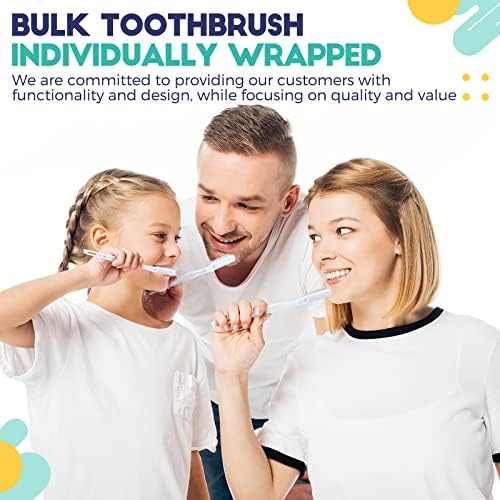 400 Pack Individually Wrapped Disposable Toothbrush Bulk Hard Bristle Adult Manual Tooth Brush Travel Toothbrushes Single Use Toothbrush for Homeless Women Men Hotels Guest Rooms, White