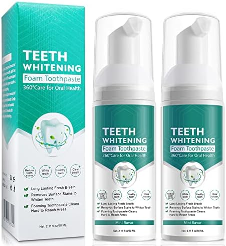 Citrus Baking Soda Teeth Whitening Toothpaste, 2 Pack - Ultra-fine Mousse Foam, Deeply Cleans Gums, Removes Stains