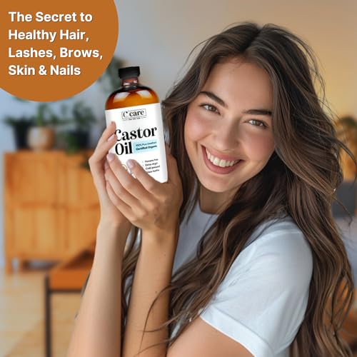 Castor Oil 100% Pure Organic Cold Pressed Unrefined Glass Bottle With Pump | USDA Certified Organic | Hexane Free Extra Virgin | For Hair Growth Eyebrows Eyelashes Skin and Castor Oil Pack Wrap | 16oz
