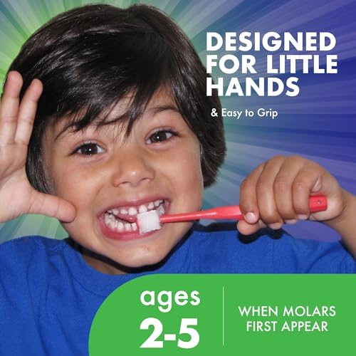 Brilliant Oral Care Child Toothbrush with Soft Bristles and Round Head, for a Kid Approved, Easy to Use All-Around Clean Mouth, Ages 2-5 Years, Sky Blue Lime Lilac, 3 Pack